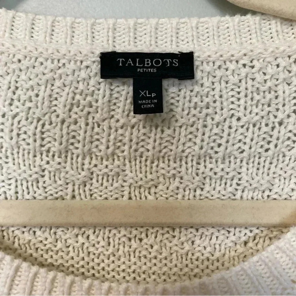 Talbots cream 100% cotton cable knit like  sweater - Picture 5 of 5